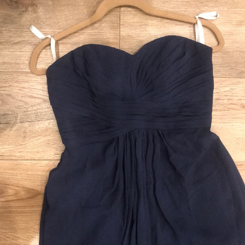 Navy blue strapless dress